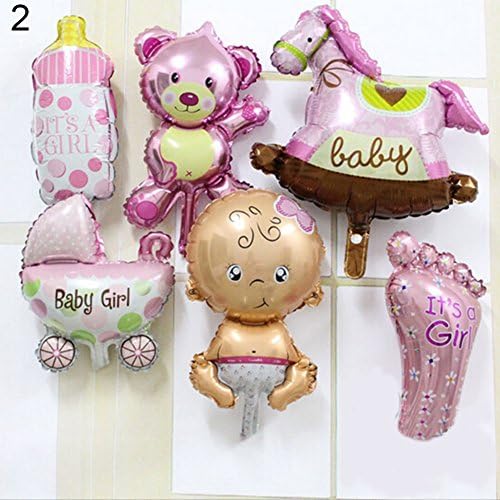 6 Pcs/Set Angel Baby Shower Foil Balloons Kid Boy Girl Birthday Party Decoration (Pink)