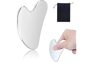 GYQORPHA Gua Sha Facial Tools Guasha for Face - Stainless Steel Gua Sha Tool - Massager Tool for Jawline & Chin,Fascia Massage Tool for Face Massage, Lymphatic Drainage Massager (Silver)