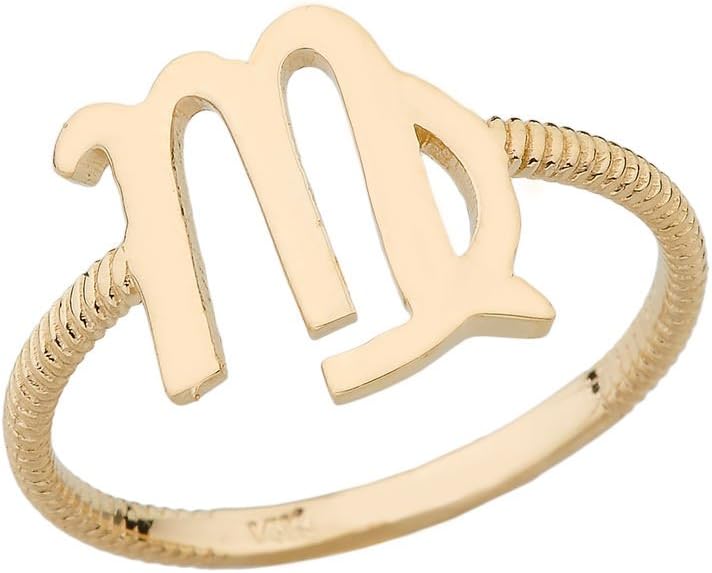 CaliRoseJewelry Yellow Gold 10k Zodiac Astrology Horoscope Rope Ring