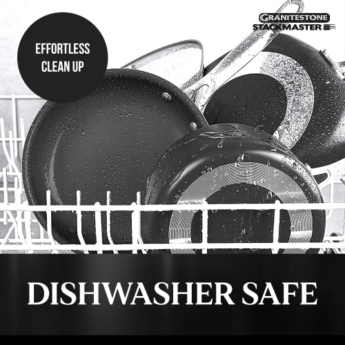 Granitestone 15 Piece Stackmaster Ultra Non stick Cookware Set, Pots and Pans Kitchen Set with
