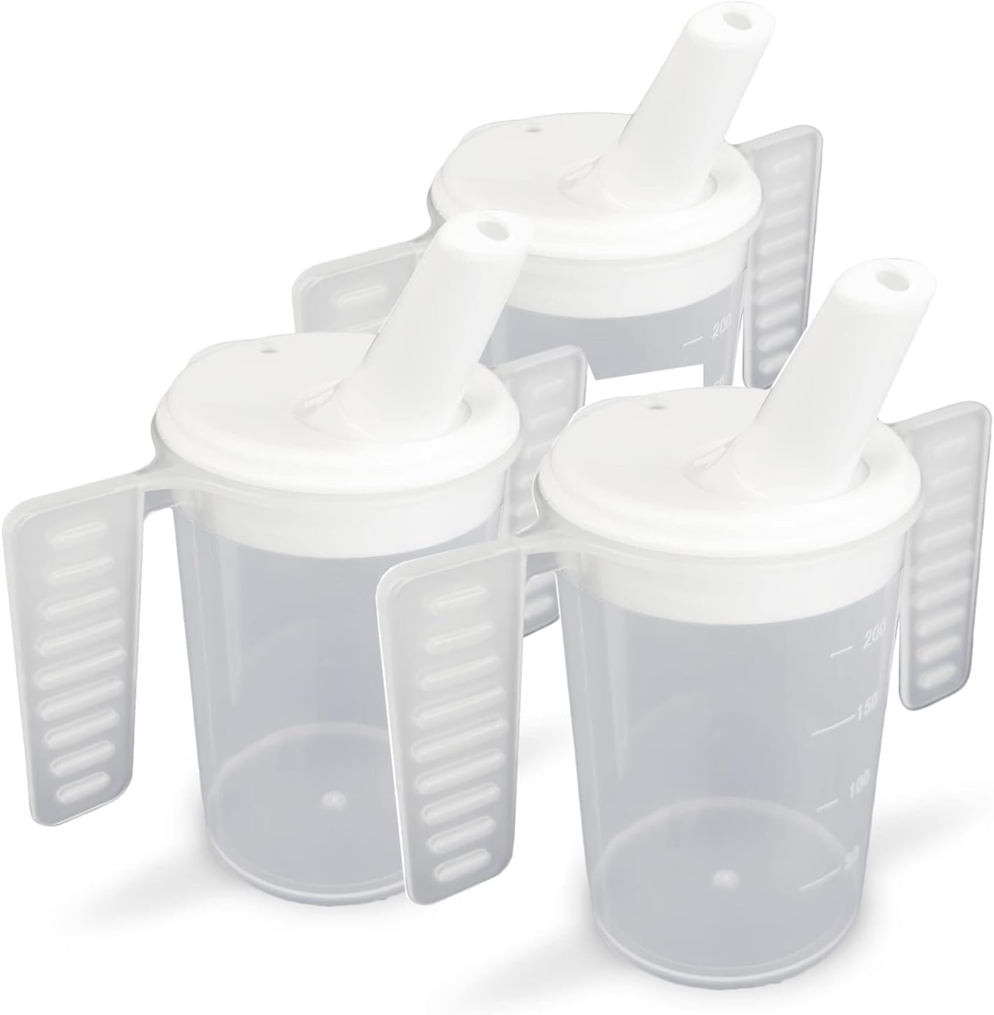 Wing Handled Beaker with Adjustable Drinking Lid - Pack of 3 | Adult Beakers for Elderly Dementia Cup Adult Drinking Cup for Elderly Two Handled Drinking Cup Small Adjustable Spouted Drinking Lid — image 1