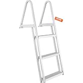 VEVOR Removable Dock Ladder 3 Steps 350 lbs Capacity Pontoon Boat Ladder | for Ship/Lake Swimming/Pool/Marine Boarding, Thickened Aluminum Alloy, 4 in Wide Step, Non-Slip Pedal, Quick Release Design