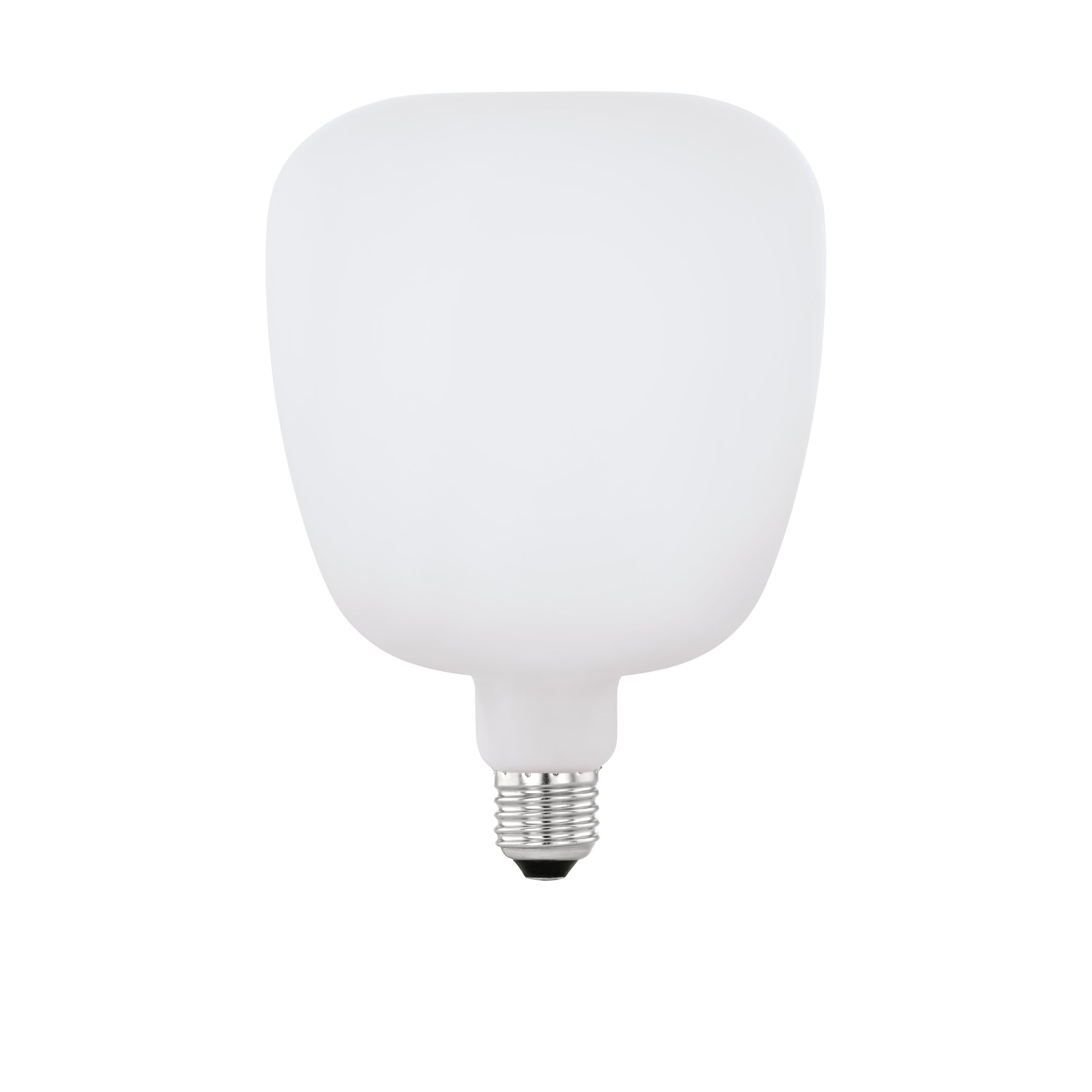 EGLO Dimmable E27 LED Light Bulb Big Size, Extra-Large Square Edison lamp, 4.5 watt (Equivalent to 40 watt), 470 Lumen, Warm White Glow, 2700 Kelvin, White Opal, TS140, Ø 5.5"