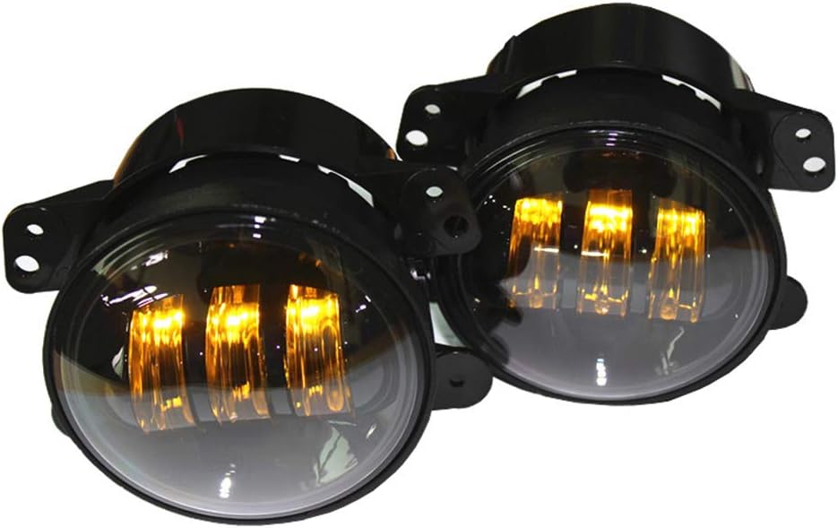 4 inches 30W Led Fog Lights with Halo Ring for Jeep Wrangler JK Led Fog Lamps Bulb Auto Len Projector with Angle Eye DRL Headlight Driving Offroad Lamp for Jeep Wrangler Dodge Chrysler Front Bumper