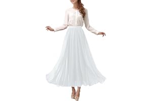 Afibi Womens Chiffon Retro Long Maxi Skirt Beach Ankle Length Skirt