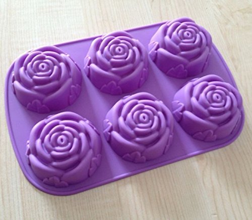 6 Cavity 3D Rose Shaped DIY Silicone Mold for Soap Cake Food Pudding and More