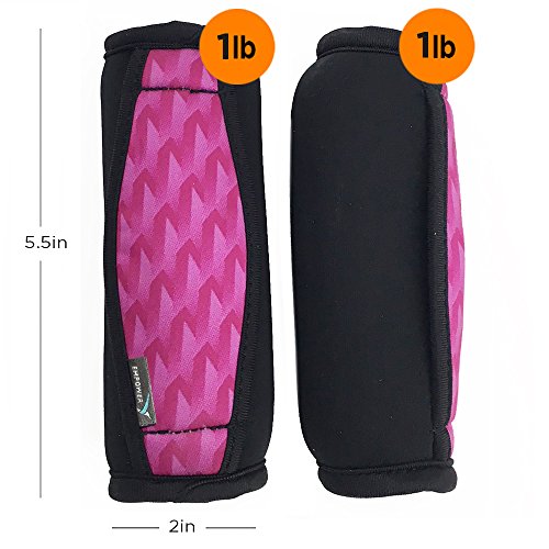 Empower 2lb Walking Weights with Hand Strap, Hand Weights, Running, Jogging, Cardio, Workout, 2lb Set, Raspberry - Thumbnail 2