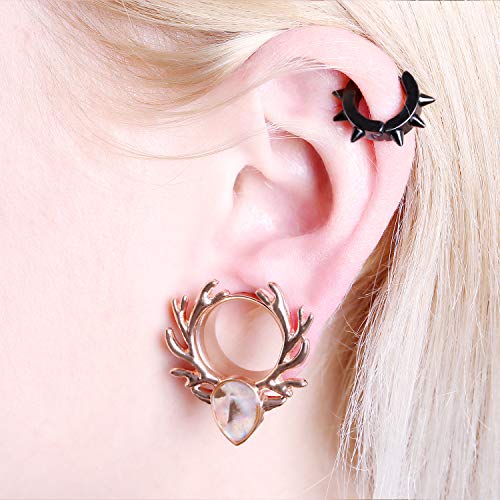 WBRWP 2pcs Rosegold Stainless Steel Ear Plugs and Tunnels - Ear Expander Ear Gauges Stretcher Body Piercing Jewelry 0g(8mm)