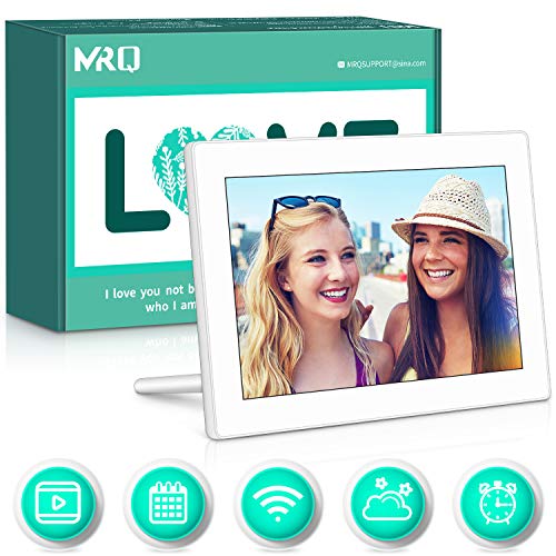 MRQ WiFi Digital Picture Frame Display Photos with Background Music 1080P Video, Digital Picture Frame with HD IPS 180 Degree 4:3 Wide Viewing Angle with Remote Control, Support USB SD Solt Black