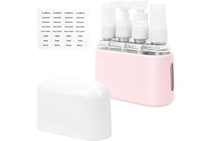 Skycase Travel Bottles, Travel Size Toiletries - Leak Proof Refillable Tsa Approved Travel Bottles, 4 in 1 Travel Containers with Labels Airplane Accessories Kits for Lotion Liquid (Pink)