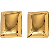 House of Hunter Square Gold Statement Earrings – Modern Lightweight Fashion Jewelry for Women