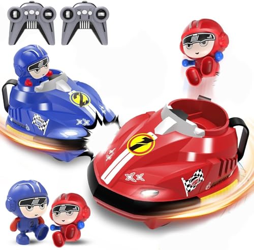 Uniiking® 2 Pack Remote Control Car for Toddlers, RC Ejecting Bumper Car for Kids, RC Cars with Light & Sound & 360°Rotating for 6+ Year Old Boys Girls Kids-Christmas Birthday Gifts
