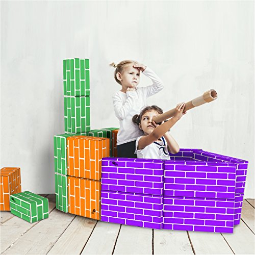 Hey! Play! Cardboard Building Block Set 30 Piece Colorful, 3 Size