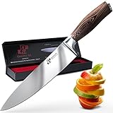 Chef Knife Premium Japanese AUS8 Steel - Professional 8 inch Kitchen Chefs Knife Set - Durable, Rust-Proof Stainless Steel Sharp Blade with Solid Pakka Wood Handle in Elegant Magnetic Gift Box