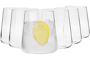 Krosno Water Juice Drinking Glasses, Set of 6, 12.9 oz, Avant-Garde Collection, Crystal Glass, Lightweight Everyday Drinking Glasses, Multi-Purpose, Dishwasher Safe, Made in Europe