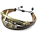 KONOV Mens Womens Leather Rope Bracelet, 7-9 inch Tribal Braided Cross Cuff Bangle, Brown