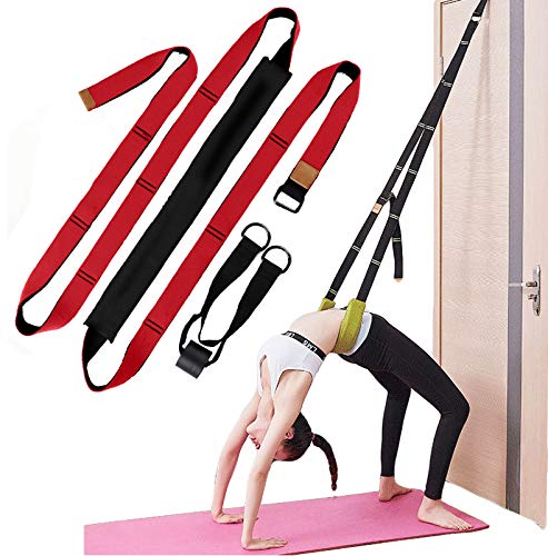Yoga Fitness Stretching Strap, Door Flexibility Stretching Strap, Improve Leg Waist Back Flexibility Back Bend Assist Trainer, for Rehab Pilates Ballet Dance Cheerleading Splits Gymnastics (red)