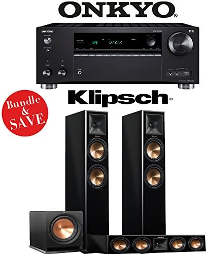 Onkyo TX-RZ720 7.2-Channel 4k Network A/V Receiver + Klipsch RP-260F + Klipsch RP-440C + Klipsch R-112SW - 3.1-Ch Home Theater Package (Piano Black)