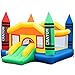 Costzon Inflatable Bounce House, Castle Jumper Slide Mesh Walls, Kids Party Jump Bouncer House w/Repairing Kit, Stakes, Carry Bag Without Blower (Crayon Theme)
