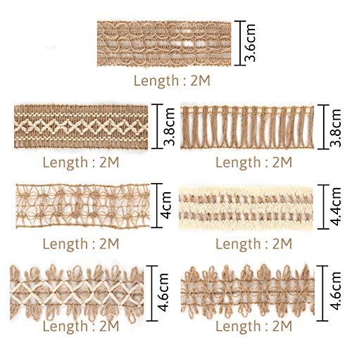 VGOODALL Juteband, 7 Rolle Vintage Natürliche Sackleinen Hessische Band für Handwerk DIY Scrapbooking Hochzeit Hausdeko
