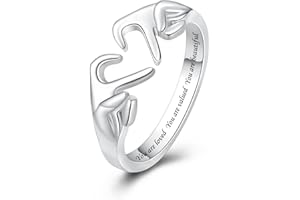 BEILIN 925 Sterling Silver Heart Claddagh Rings for Women Teen Girls, Adjustable White Gold Plated Ring Friendship Promise Love Heart Jewelry Rings Mothers Day Valentines Holiday Gifts for Women Friends