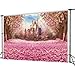 Pink Theme Party Decoration Flower Cherry Blossoms Backdrop Fairytale Princess Castle Backdrop Baby Shower Photo Background for Baby Girl Birthday Party Decoration 7x5FT 003