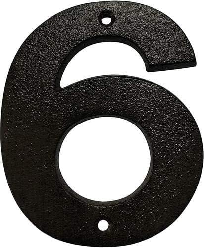Cast Iron House & Door Numbers 0-9, A-E - Available in Black and Brown (6, Black)