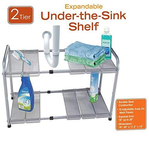 ATB 2 Tier Expandable Adjustable Under Sink Shelf Storage Shelves