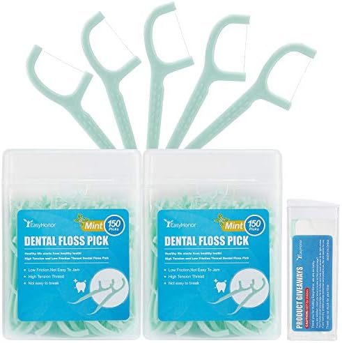 Dental Floss Picks Mint, with 2 Travel Floss Cases, Dental Flossers,Floss Sticks,Tooth Floss,Dental Sticks,Dental Picks Disposable,Teeth Flossers Picks,Gift 1 Mini Toothpick Box. (Blue Mint 300 PCS)
