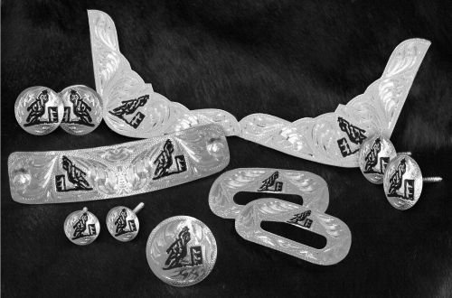 12 Piece Engraved Barrel Racer Silver Trim Kit Saddle Silver Set Includes Necessary Hardware for Installation