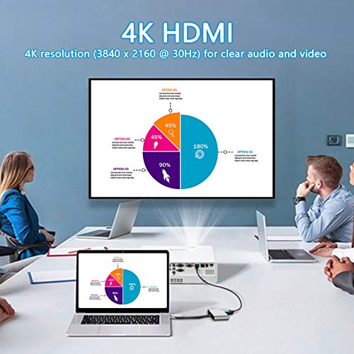USB C to HDMI Adapter, BOLWEO 3 in 1 Type C to HDMI 4K Output, USB 3.0 Port and USBC 60W PD Fast Charging Port Compatible with MacBook Air iPad Surface Pro Laptop, Projector, TV Monitor