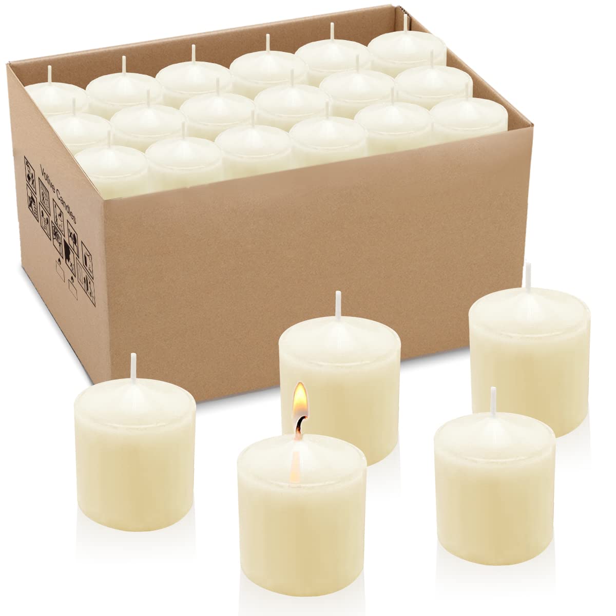 Photo 1 of 10 Hours Ivory Votive Candles, Unscented 1.5 inch Wax Candles for Wedding, Party, Holiday Spa & Home Decoration, 36 Packs