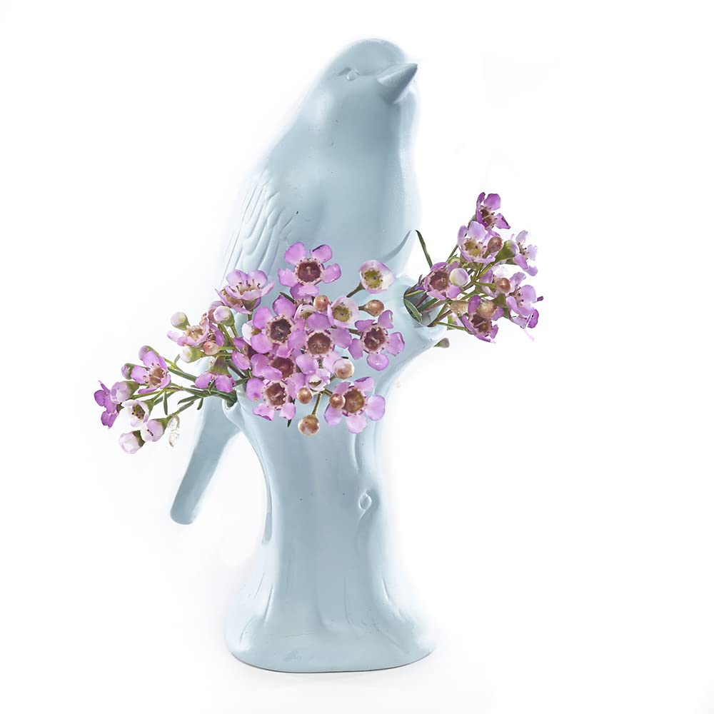 Chive Bird Shaped Flower Vase — Cute, Beautiful Ceramic Vase for Flowers & House Plants — Baby Blue