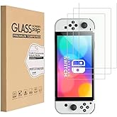 ENGFYADSY Screen Protector for Nintendo Switch OLED, Game Player Tempered Glass Transparent HD Ultra Clear Anti-Scratch Anti-Fingerprint Bubble-Free(3 Pack)