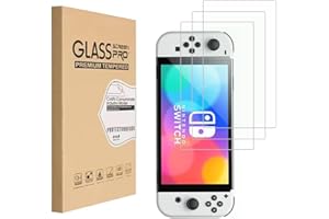 ENGFYADSY Screen Protector for Nintendo Switch OLED, Game Player Tempered Glass Transparent HD Ultra Clear Anti-Scratch Anti-Fingerprint Bubble-Free(3 Pack)