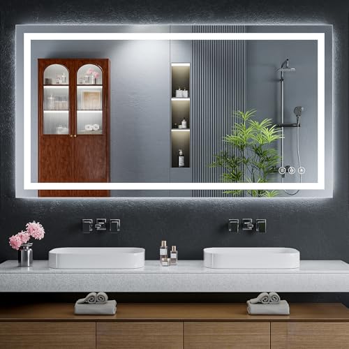 LED Bathroom Mirror Anti-Fog Dimmable 55x30
