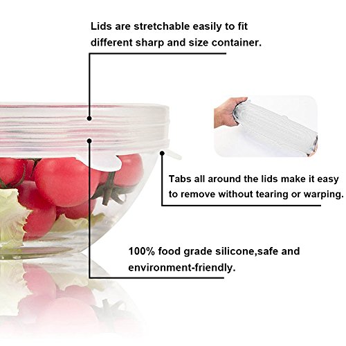 Reusable Silicone Stretch Lids for Bowl,Cup,Pot,Pan,Dish,Microwave Food Covers, Flexible Silicone Lids Food Wrap Apply to All Kinds of Food Storage Container.