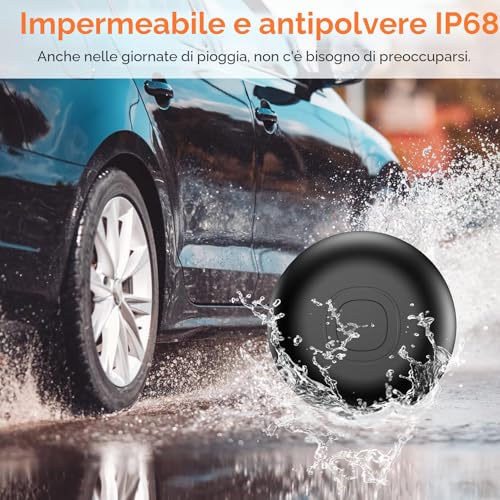 GPS Tracker per Auto, Localizzatore GPS per Auto senza Abbonamento, Compatibile con Android e iOS, IP68 Impermeabile, Magnetico Air Tracker GPS per Moto, Bici, Bagagli (nero)