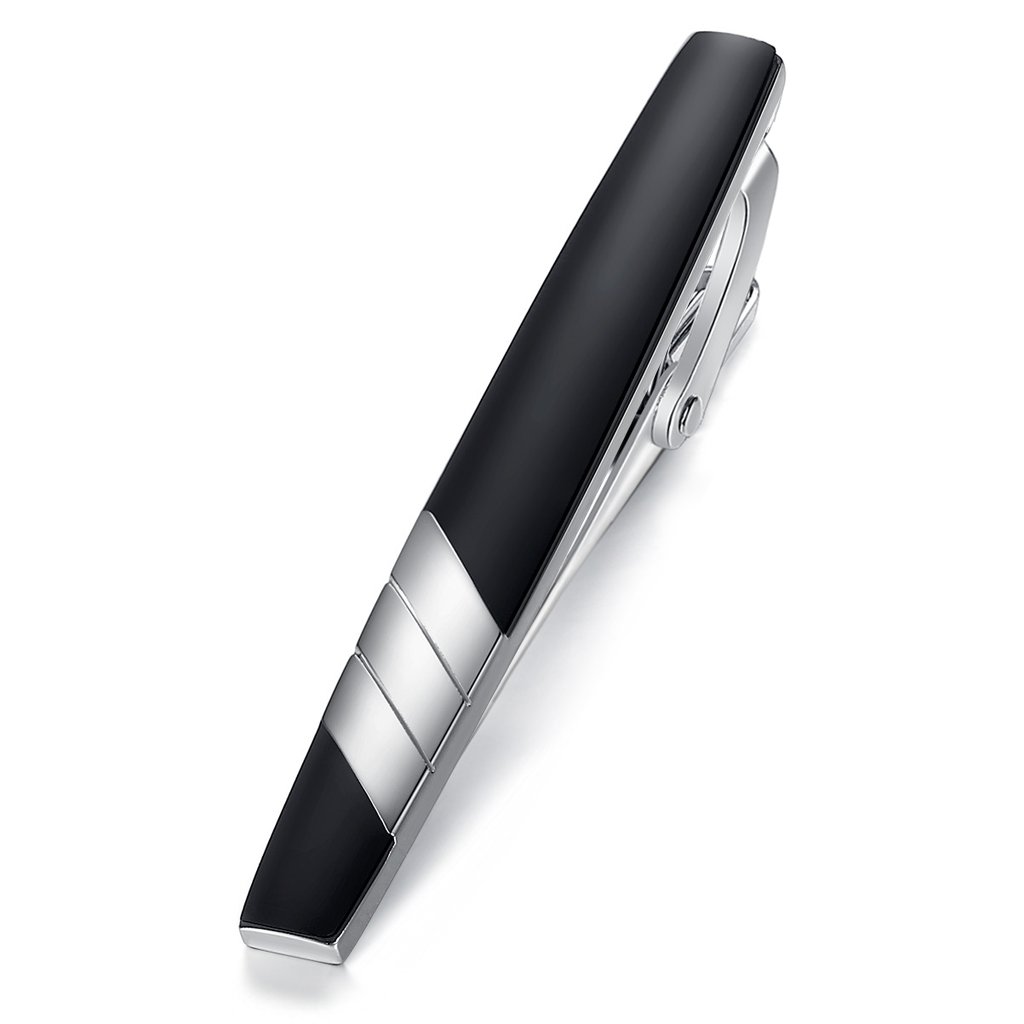 HONEY BEAR Men's Tie Clip Bar, Normal Size, Stainless Steel, for Business Wedding Gift,5.4cm