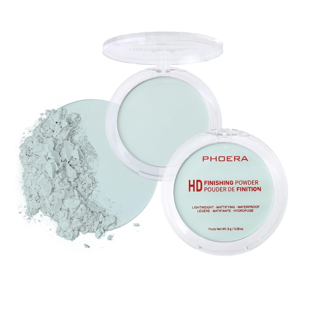 PHOERA HD Finishing Pressed Powder, Radiant/Matte Finish, 12-Hour Wear, Non-Comedogenic, Pore, fine Lines Reducing, Oil-Absorbing Natural-Looking Finish (003 MINT GREEN)