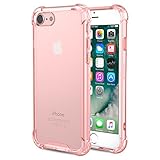 for iPhone 7 Case/iPhone 8 Case, MoKo Crystal Clear Shock Absorption Reinforced Corners TPU Bumper Cushion + Hybrid Rugged Transparent Panel Cover for Apple iPhone 7/8, Light Pink