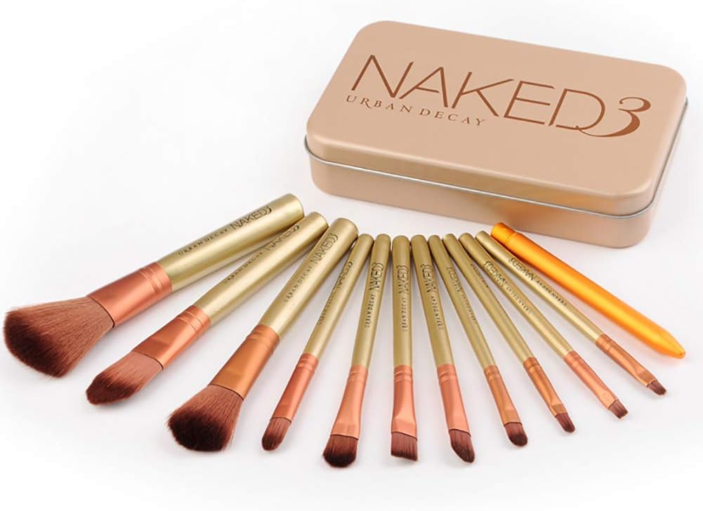 Makeup Brush Set Makeup Brushes Set Synthetic Cosmetics Foundation Blending Blush Eyeliner Face Powder Brush Makeup Brush Kit(Gold) 12Pcs