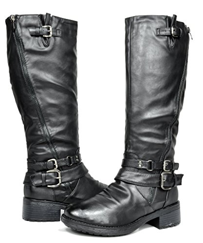 DREAM PAIRS ATLANTA Women's Side Zipper Fur Lined Riding Boots Black Size 11