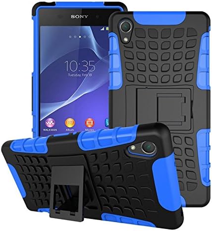 Sony Xperia Z2 Case, Nicelin Hard PC Material Cover and Silicone Inner Holder 2 in 1 Stand Case for Sony Xperia Z2 - [NOT for Sony Xperia Z1 ] (Blue)