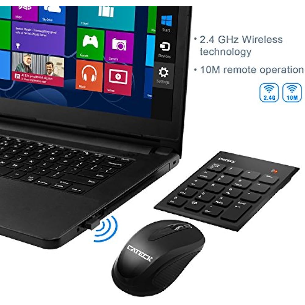 Numeric Keypad & Mouse Combo, Cateck 2.4G Wireless Mini USB Number Pad Laptop eBay