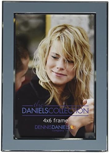 Dennis Daniels Silver Metal Frame with Blue Inlay, 4 x 6 Inches