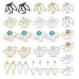 15 Pairs Ear Jacket Stud Lotus Flower Earrings for Women and Girls Set for Sansitive Ears Simple Chic Jewelry