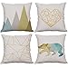 YeeJu Set of 4 Geometric Decorative Throw Pillow Covers Cotton Linen Square Cushion Covers Outdoor Couch Sofa Home Pillow Covers 20x20 Inch