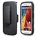 Moto G 2nd Gen Holster Case, Fosmon STURDY [Locking Swivel Belt Clip | Kickstand] Rugged Heavy Duty Shock Proof Case for Motorola Moto G 2nd Gen (Black/Black)
