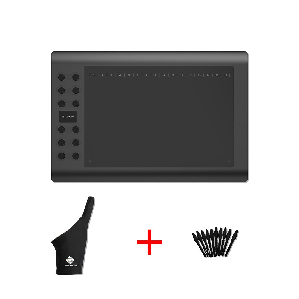 GAOMON MK Tableta gráfica con guante de un solo dedo y puntas